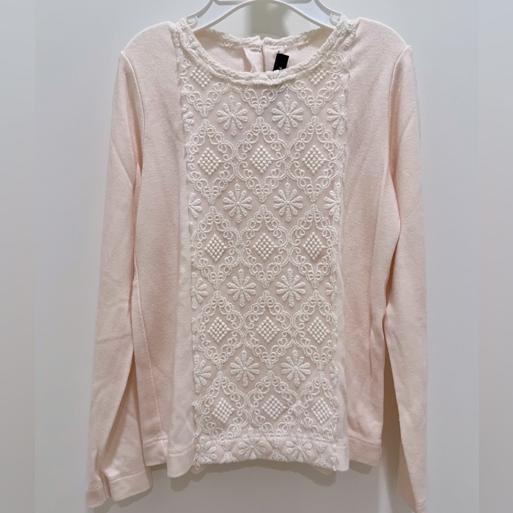 Lili Gaufrette Girl Top with Lace Overlay Size 6. In very good condition